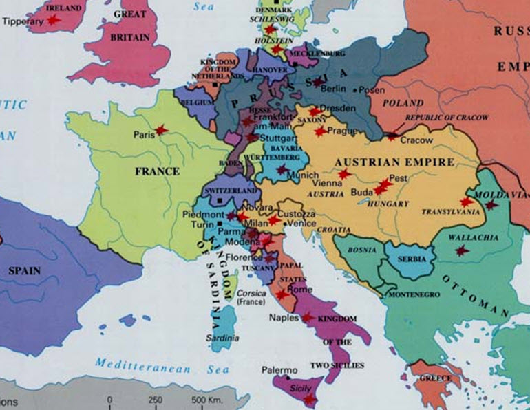 1848 Revolutions Map Of Europe Map Revolutions 